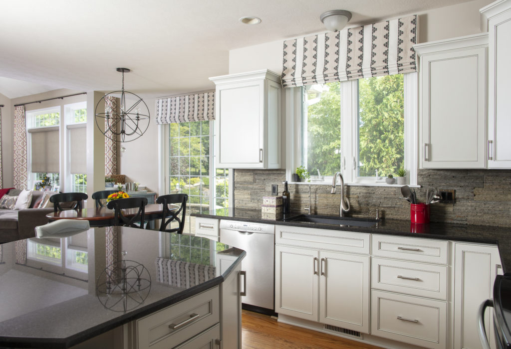 Kitchen with custom roman shades decor updates for the holidays