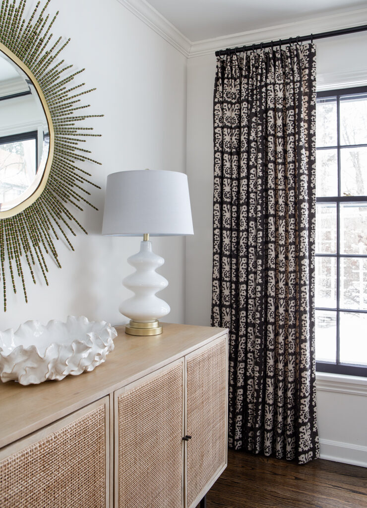 patterned pleated drapes