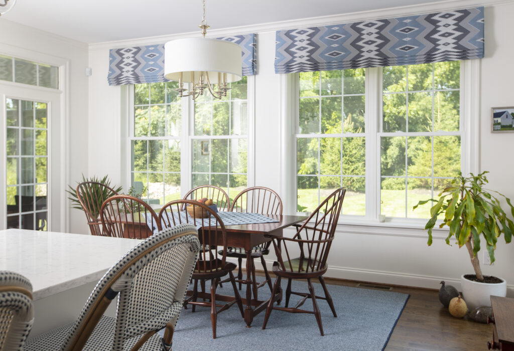 custom patterned faux Roman valances