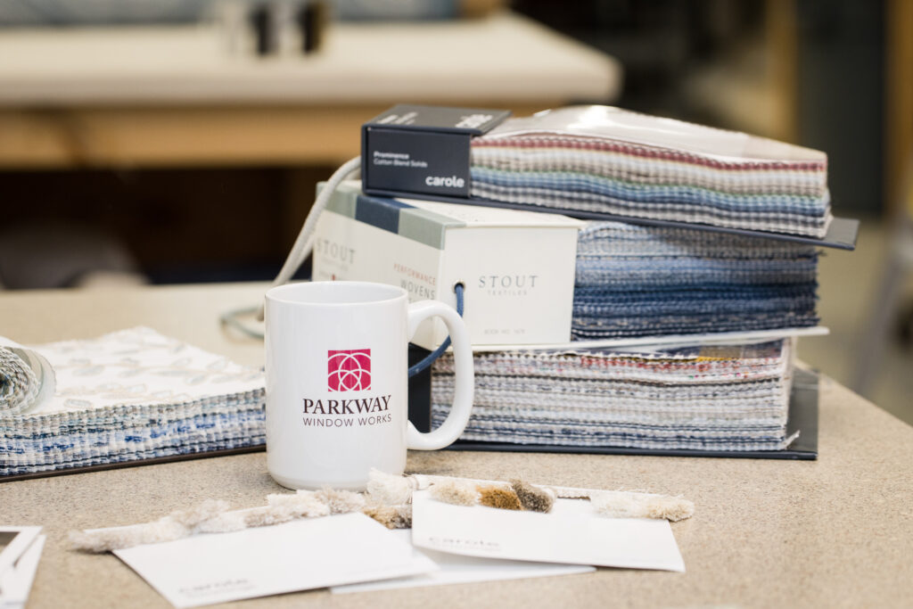 A selection of fabrics and trims to choose from