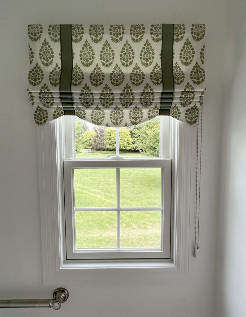 Fabric patterns continue whether the shade is raised or lowered when custom spacing is used