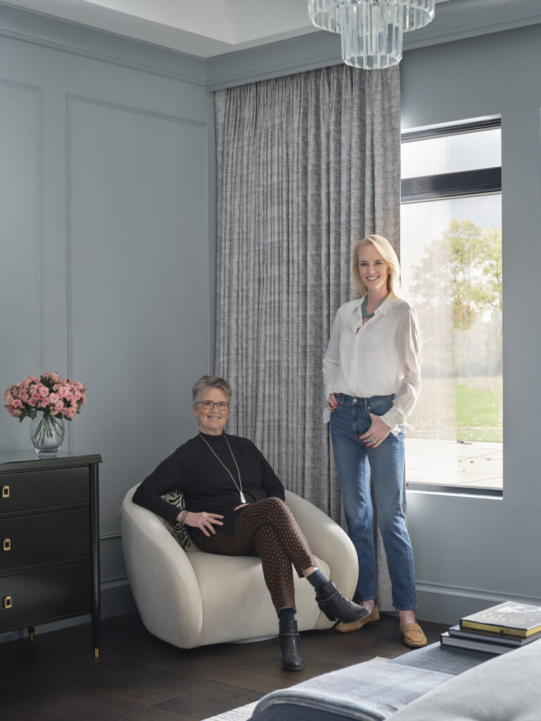 Peggy Morgans with designer Kris Betts in the finished space.