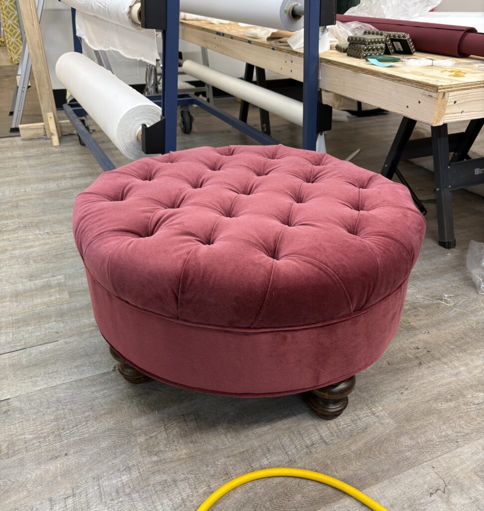 Custom built ottoman with tufting